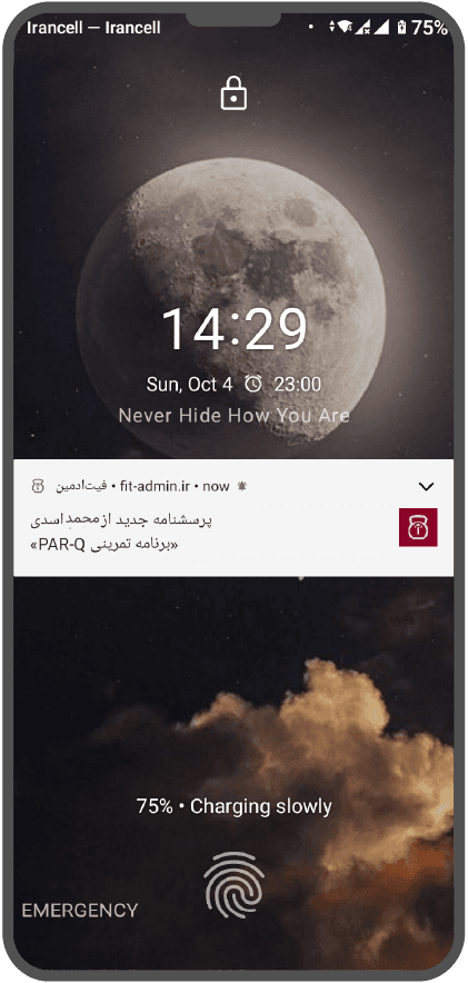جزئیات یک اعلان پرسشنامه در پنل ورزشکار فیتادمین
